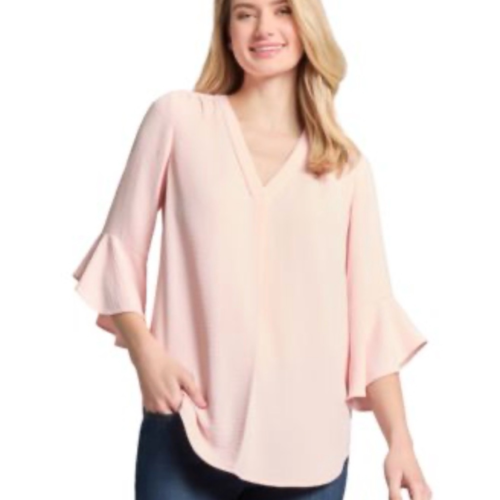 Elegant Pink V-Neck Blouse